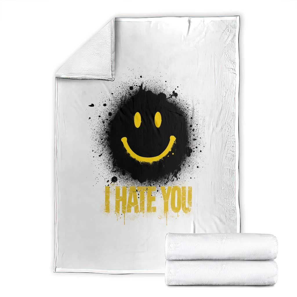 I Hate You Throw Blanket Funny Smile Face Emoticon Meme TS14 White Print Your Wear