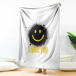 I Hate You Throw Blanket Funny Smile Face Emoticon Meme TS14 Print Your Wear