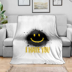 I Hate You Throw Blanket Funny Smile Face Emoticon Meme TS14 Print Your Wear