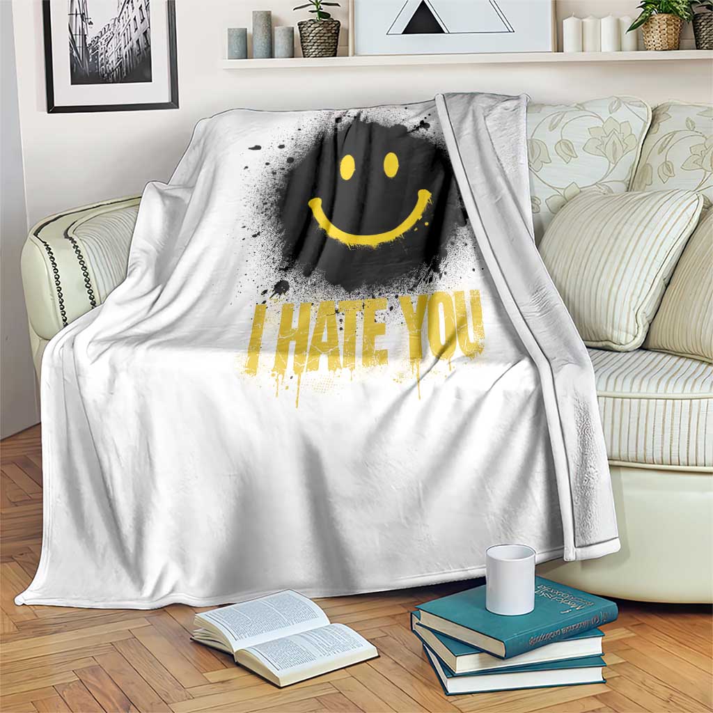 I Hate You Throw Blanket Funny Smile Face Emoticon Meme TS14 Print Your Wear
