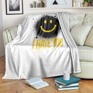 I Hate You Throw Blanket Funny Smile Face Emoticon Meme TS14 Print Your Wear