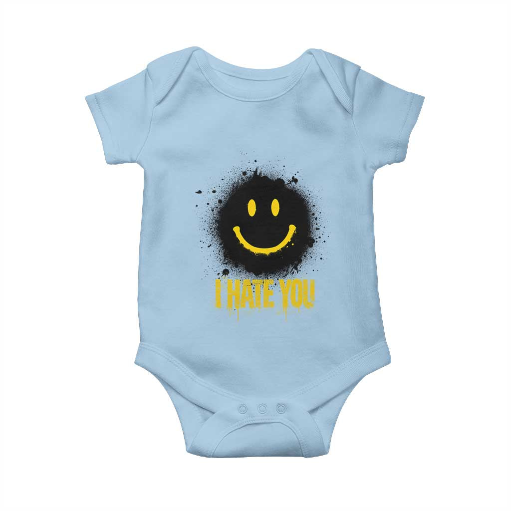 I Hate You Baby Onesie Funny Smile Face Emoticon Meme TS14 Light Blue Print Your Wear