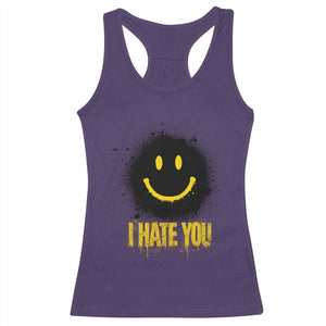 I Hate You Racerback Tank Top Funny Smile Face Emoticon Meme TS14 Purple Print Your Wear