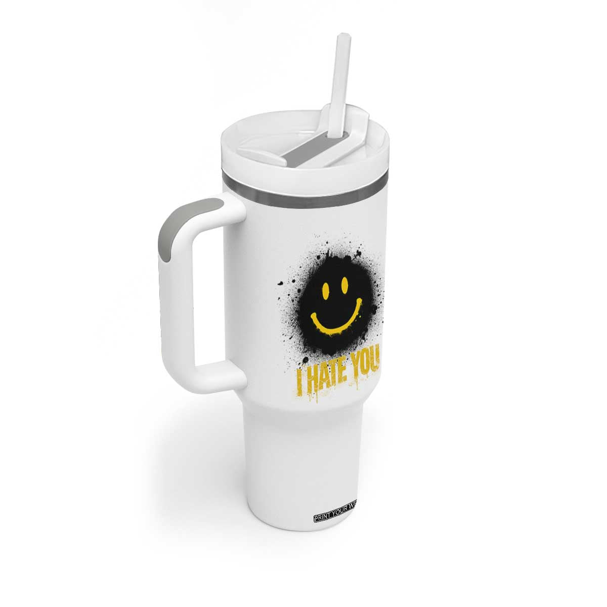 I Hate You Tumbler With Handle Funny Smile Face Emoticon Meme TS14 Print Your Wear