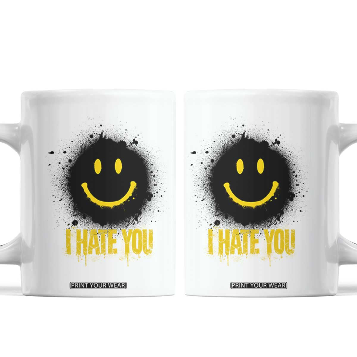 I Hate You Coffee Mug Funny Smile Face Emoticon Meme TS14 White Print Your Wear