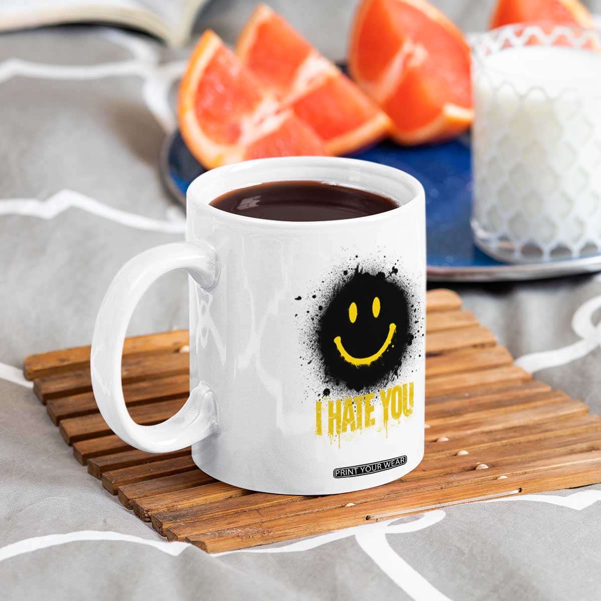 I Hate You Coffee Mug Funny Smile Face Emoticon Meme TS14 Print Your Wear