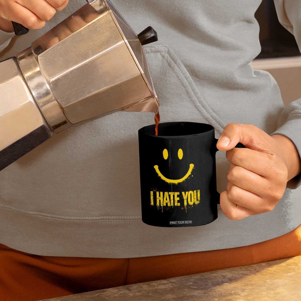I Hate You Coffee Mug Funny Sarcastic Smiling Face Meme TS14 Print Your Wear