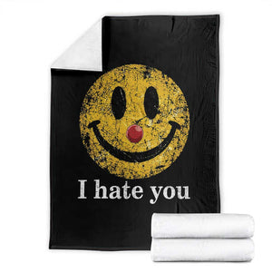 I Hate You Smile Face Meme Throw Blanket Funny Sarcastic Joke Meme TS14 Black Print Your Wear