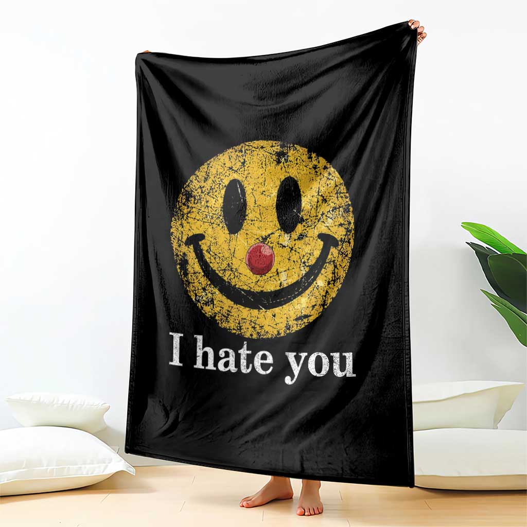 I Hate You Smile Face Meme Throw Blanket Funny Sarcastic Joke Meme TS14 Print Your Wear