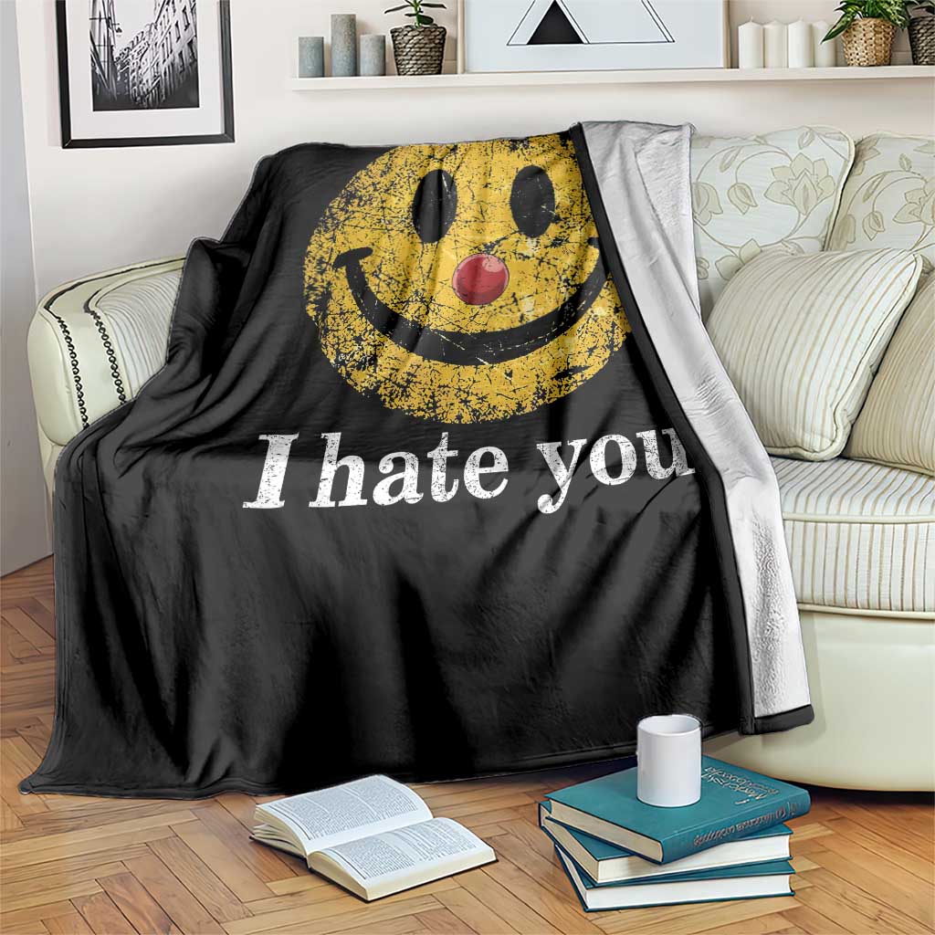 I Hate You Smile Face Meme Throw Blanket Funny Sarcastic Joke Meme TS14 Print Your Wear