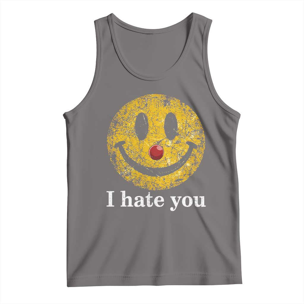 I Hate You Smile Face Meme Tank Top Funny Sarcastic Joke Meme TS14 Deep Heather Print Your Wear