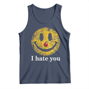 I Hate You Smile Face Meme Tank Top Funny Sarcastic Joke Meme TS14 Navy Print Your Wear