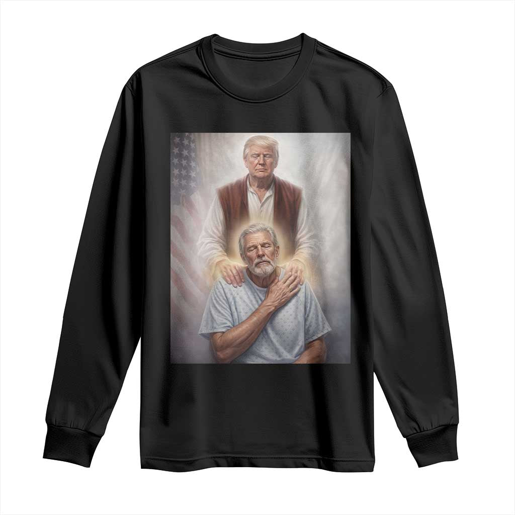Trump Jesus Long Sleeve Shirt Funny Divine Leader Political Meme TS14 Black Print Your Wear