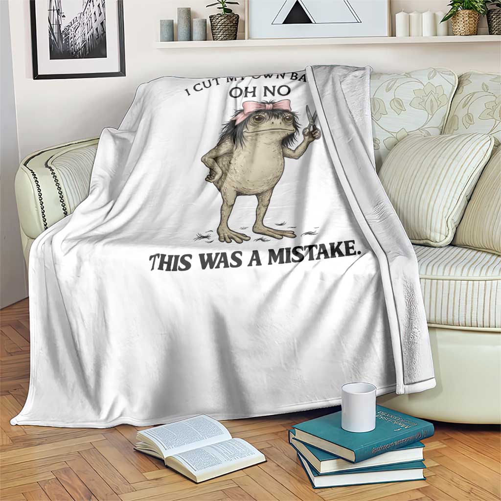 I Cut My Own Bangs Throw Blanket Funny Frog Meme TS14 Print Your Wear