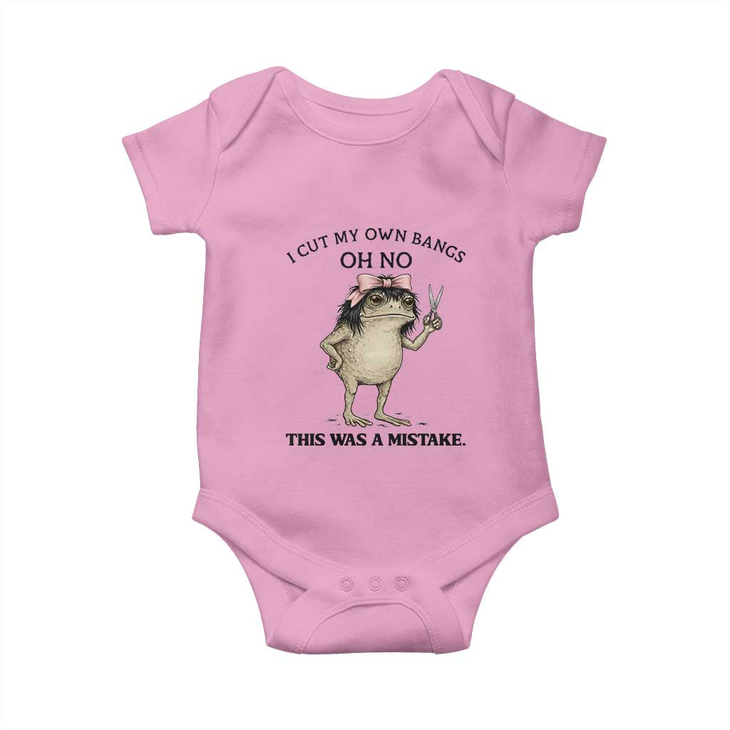 I Cut My Own Bangs Baby Onesie Funny Frog Meme TS14 Light Pink Print Your Wear