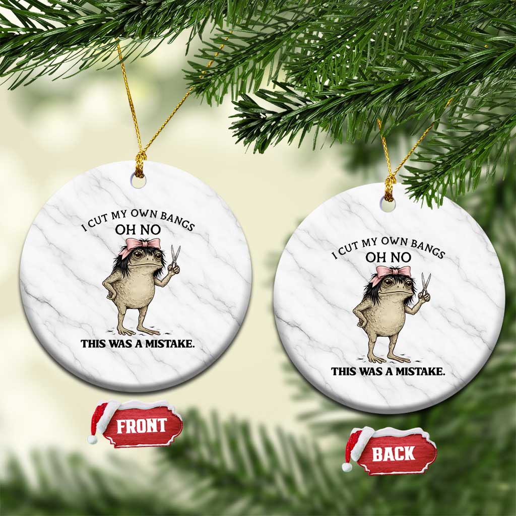 I Cut My Own Bangs Ceramic Ornament Funny Frog Meme TS14 1pc White Marble Print Your Wear