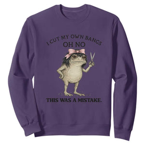 I Cut My Own Bangs Sweatshirt Funny Frog Meme TS14 Purple Print Your Wear