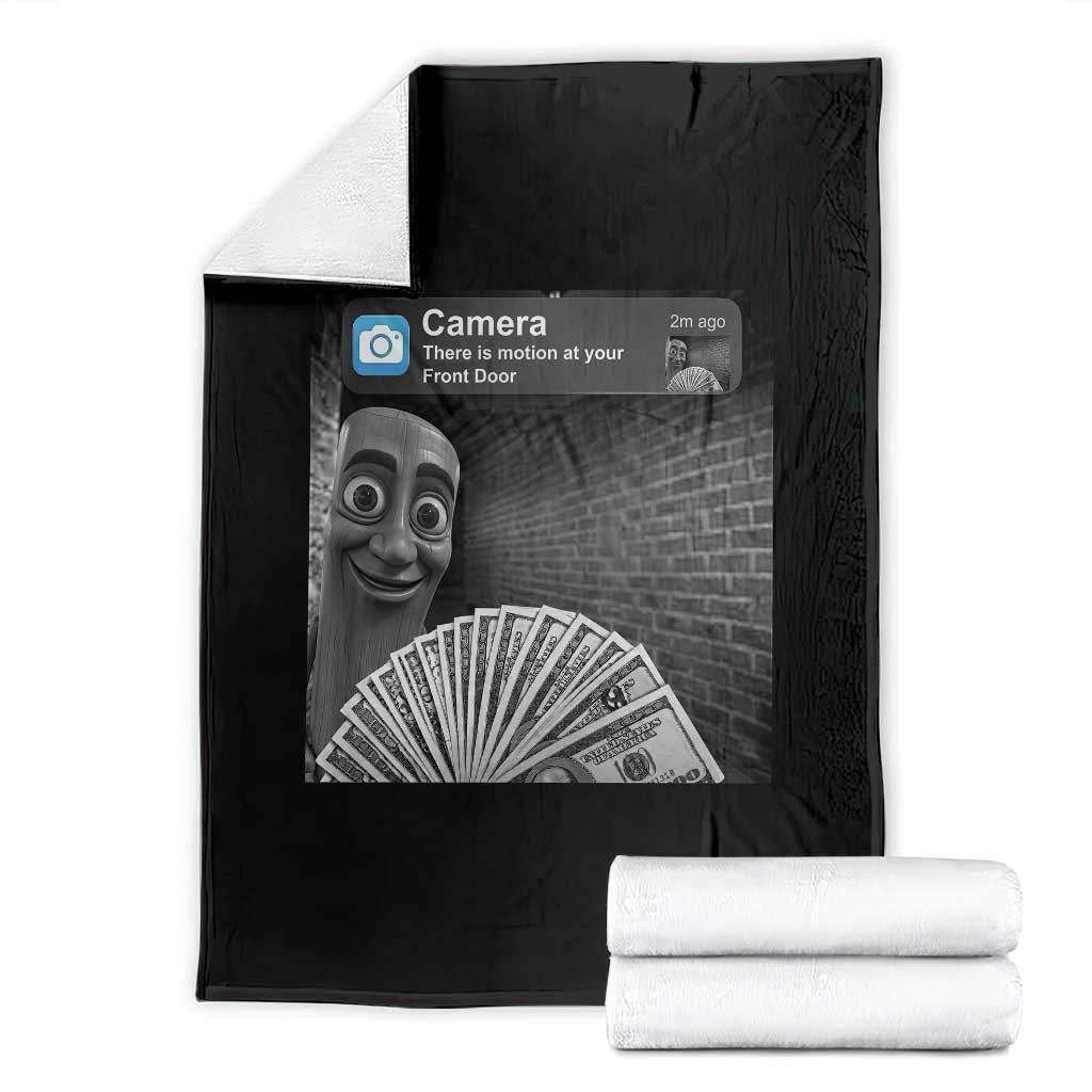 There is Motion at Your Front Door Throw Blanket Tung Tung Tung Sahur Italian Brainrot Meme TS14 Black Print Your Wear