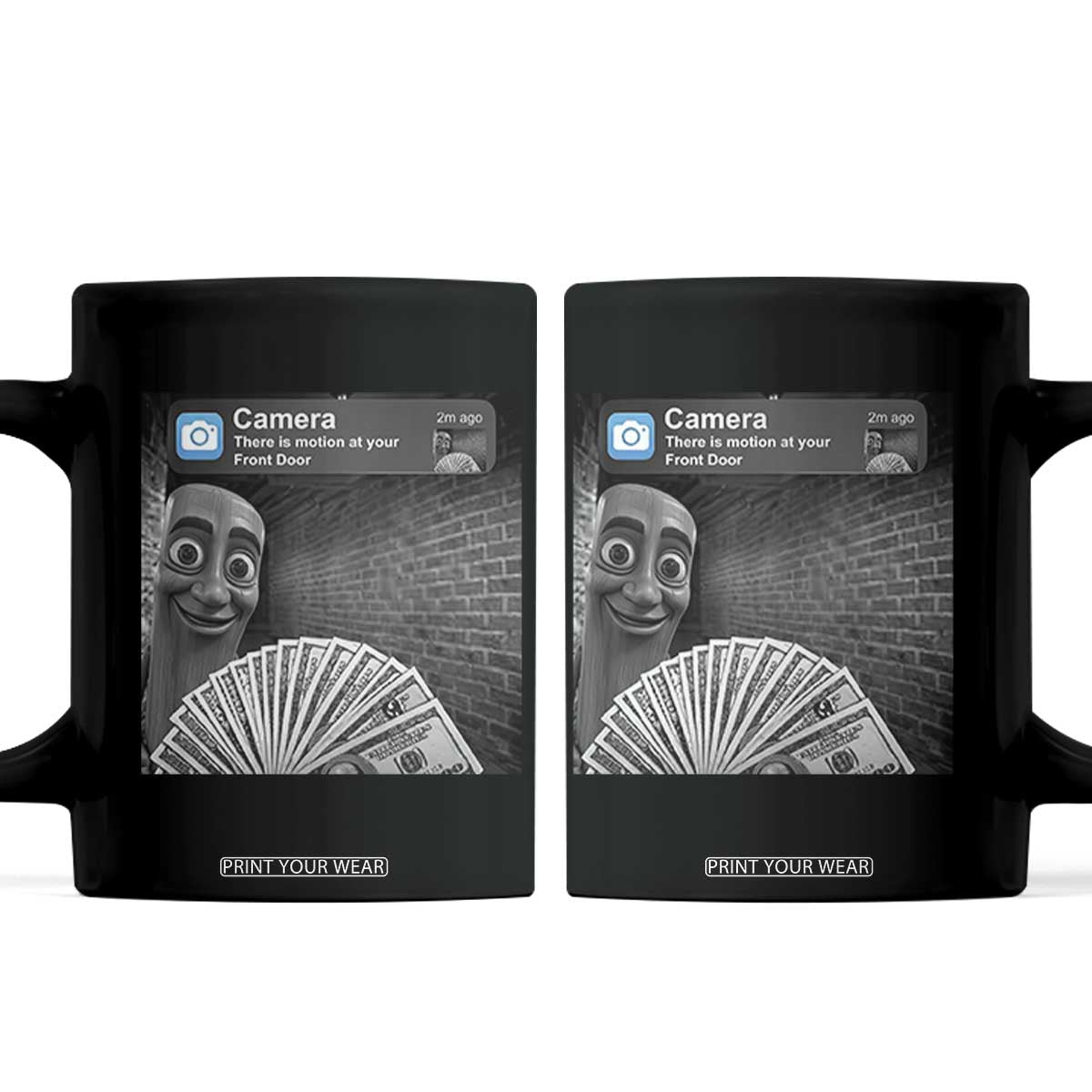 There is Motion at Your Front Door Coffee Mug Tung Tung Tung Sahur Italian Brainrot Meme TS14 Black Print Your Wear