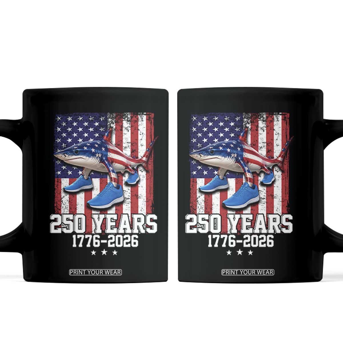 250th America Anniversary Coffee Mug Tralalero Tralala Italian Brainrot 4th of July Meme TS14 Black Print Your Wear