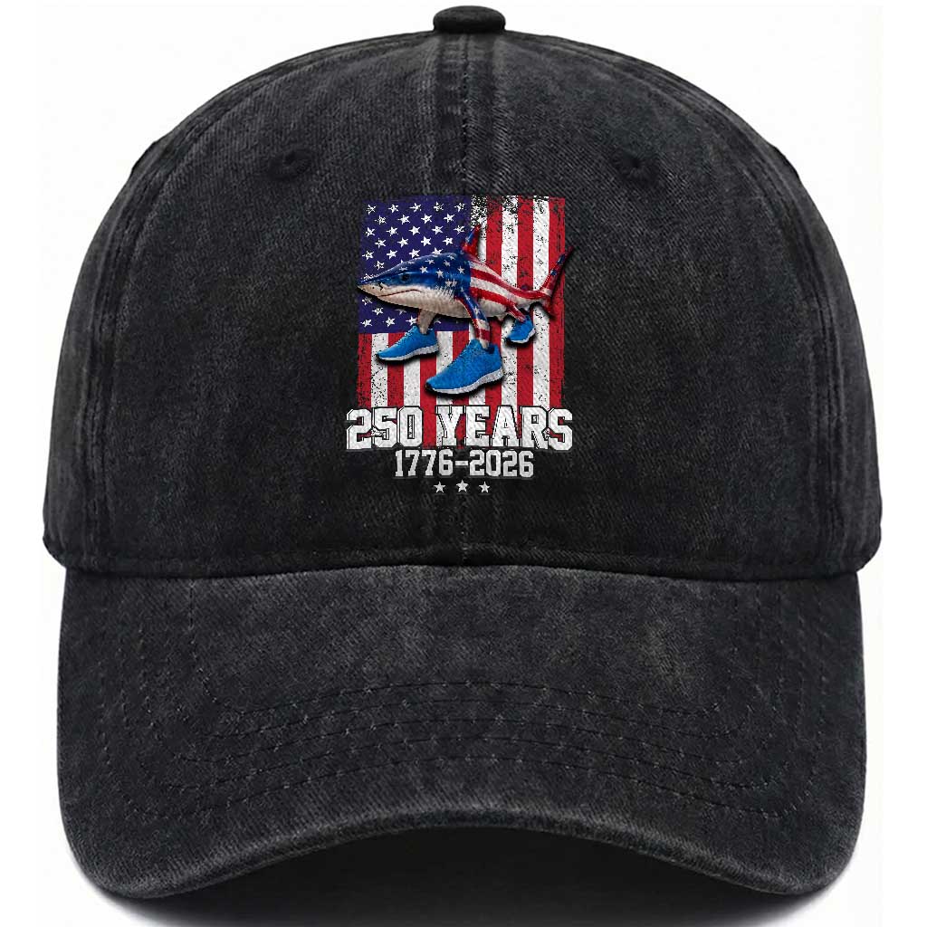 250th America Anniversary Washed Cotton Baseball Cap Tralalero Tralala Italian Brainrot 4th of July Meme TS14 Print Your Wear
