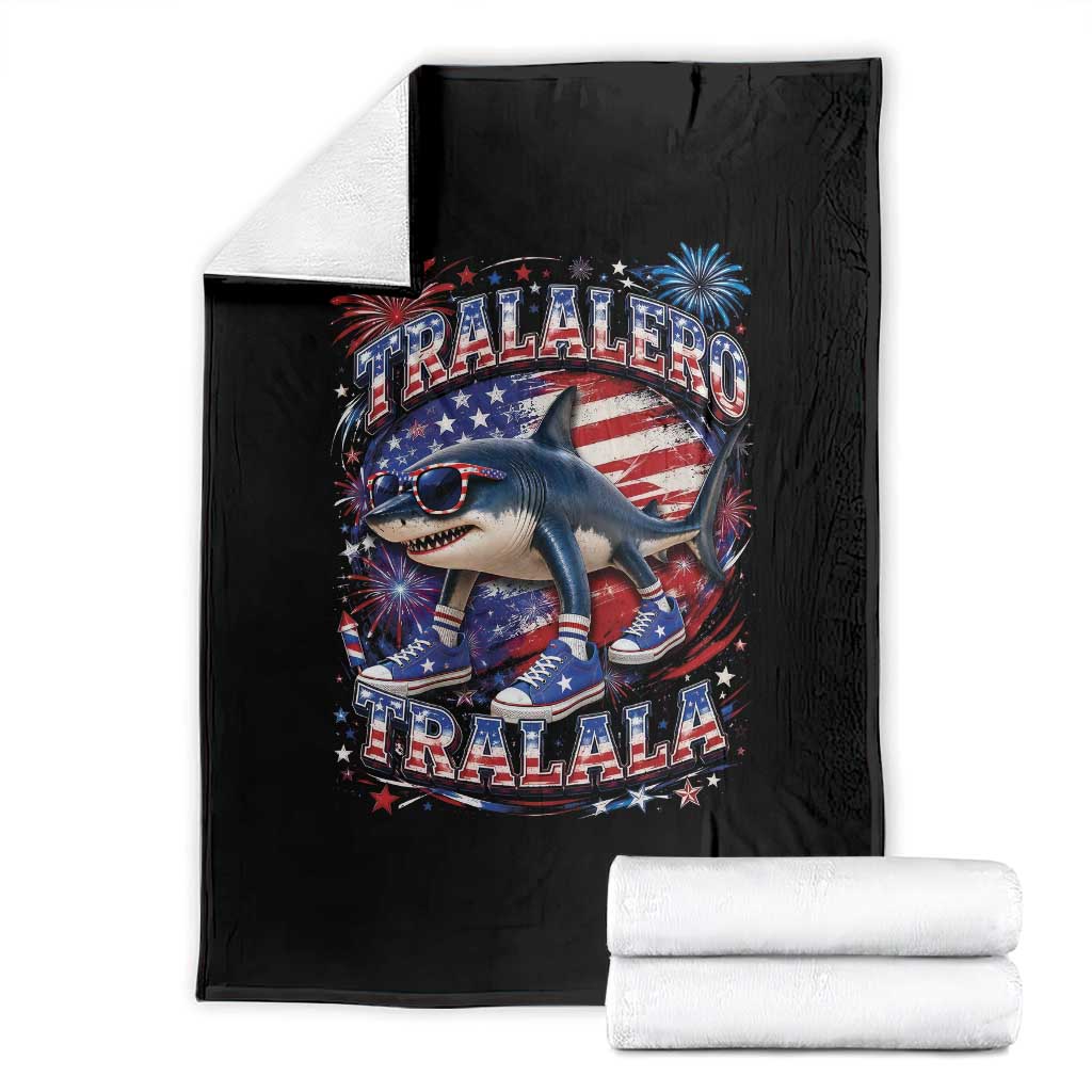 Tralalero Tralala Shark Italian Brainrot 4th Of July Meme Throw Blanket TS14 Black Print Your Wear