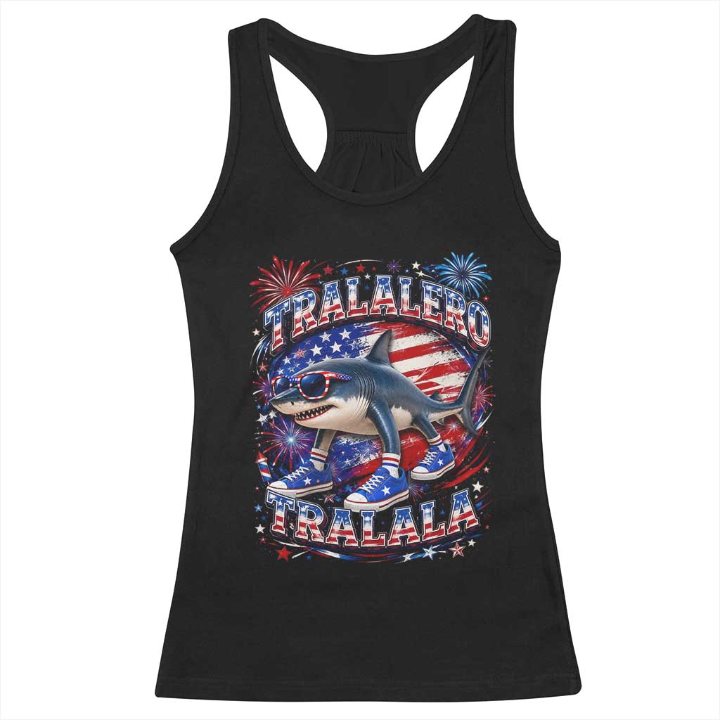 Tralalero Tralala Shark Italian Brainrot 4th Of July Meme Racerback Tank Top TS14 Black Print Your Wear
