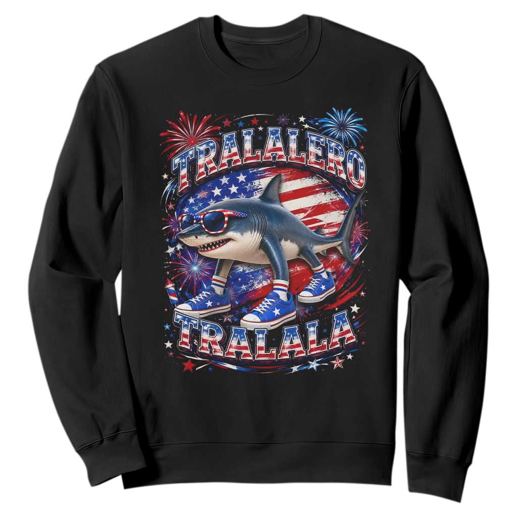 Tralalero Tralala Shark Italian Brainrot 4th Of July Meme Sweatshirt TS14 Black Print Your Wear