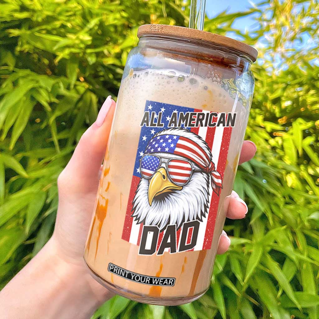 All American Dad 4th of July Glass Can Daddy Eagle USA TS14 Black Print Your Wear