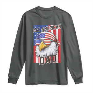 All American Dad 4th of July Long Sleeve Shirt Daddy Eagle USA TS14 Dark Heather Print Your Wear