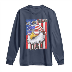 All American Dad 4th of July Long Sleeve Shirt Daddy Eagle USA TS14 Navy Print Your Wear