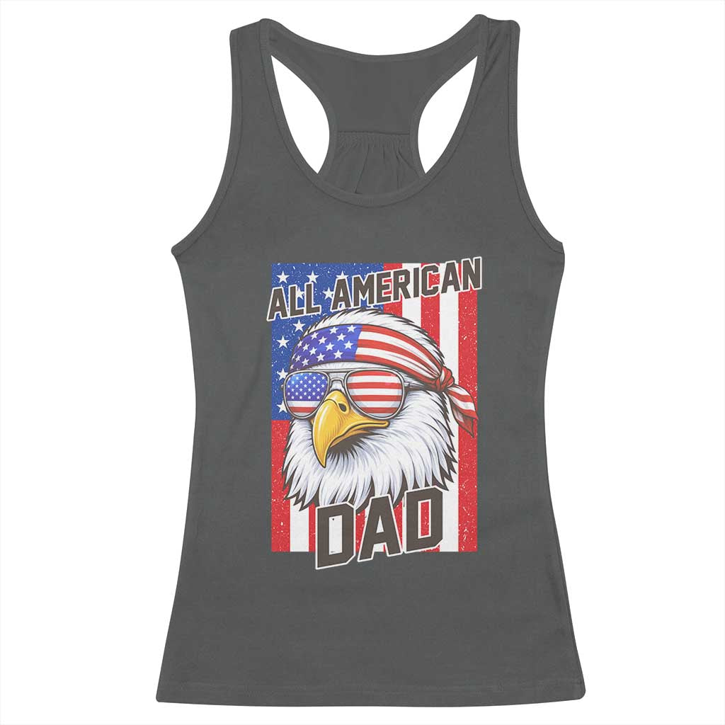All American Dad 4th of July Racerback Tank Top Daddy Eagle USA TS14 Dark Heather Print Your Wear