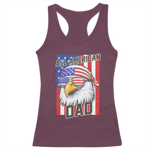All American Dad 4th of July Racerback Tank Top Daddy Eagle USA TS14 Maroon Print Your Wear
