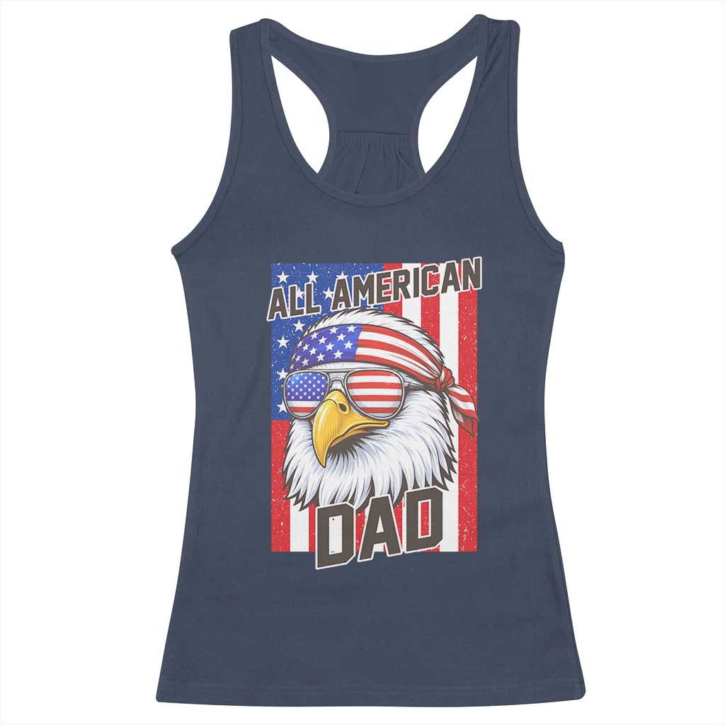 All American Dad 4th of July Racerback Tank Top Daddy Eagle USA TS14 Navy Print Your Wear