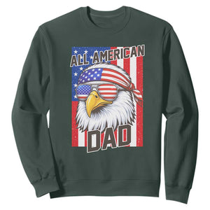All American Dad 4th of July Sweatshirt Daddy Eagle USA TS14 Dark Forest Green Print Your Wear
