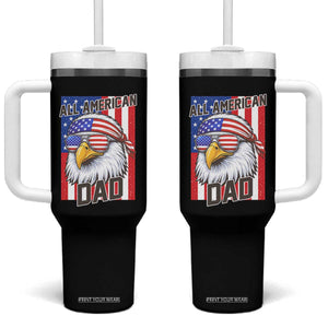 All American Dad 4th of July Tumbler With Handle Daddy Eagle USA TS14 One Size: 40 oz Black Print Your Wear