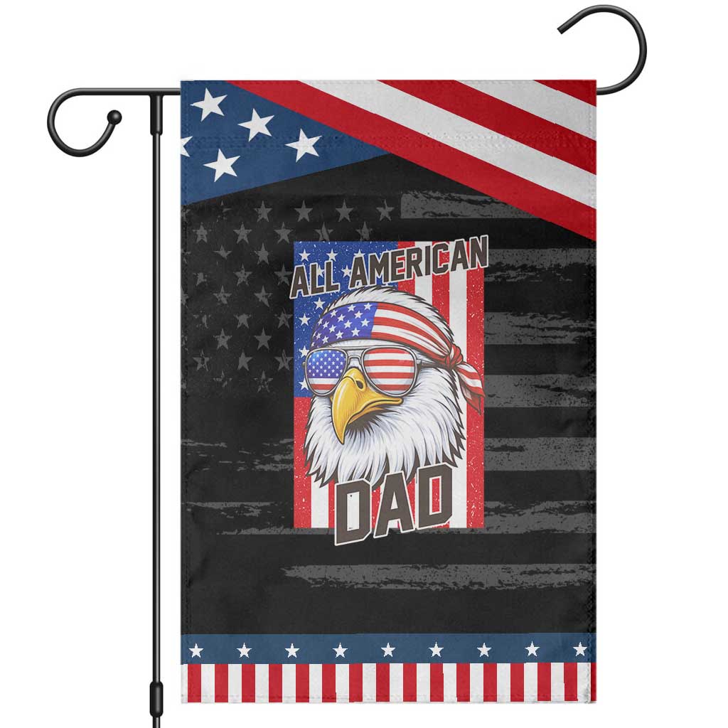 All American Dad 4th of July Patriotic Garden Flag Daddy Eagle USA TS14 Distressed Black Blue Print Your Wear