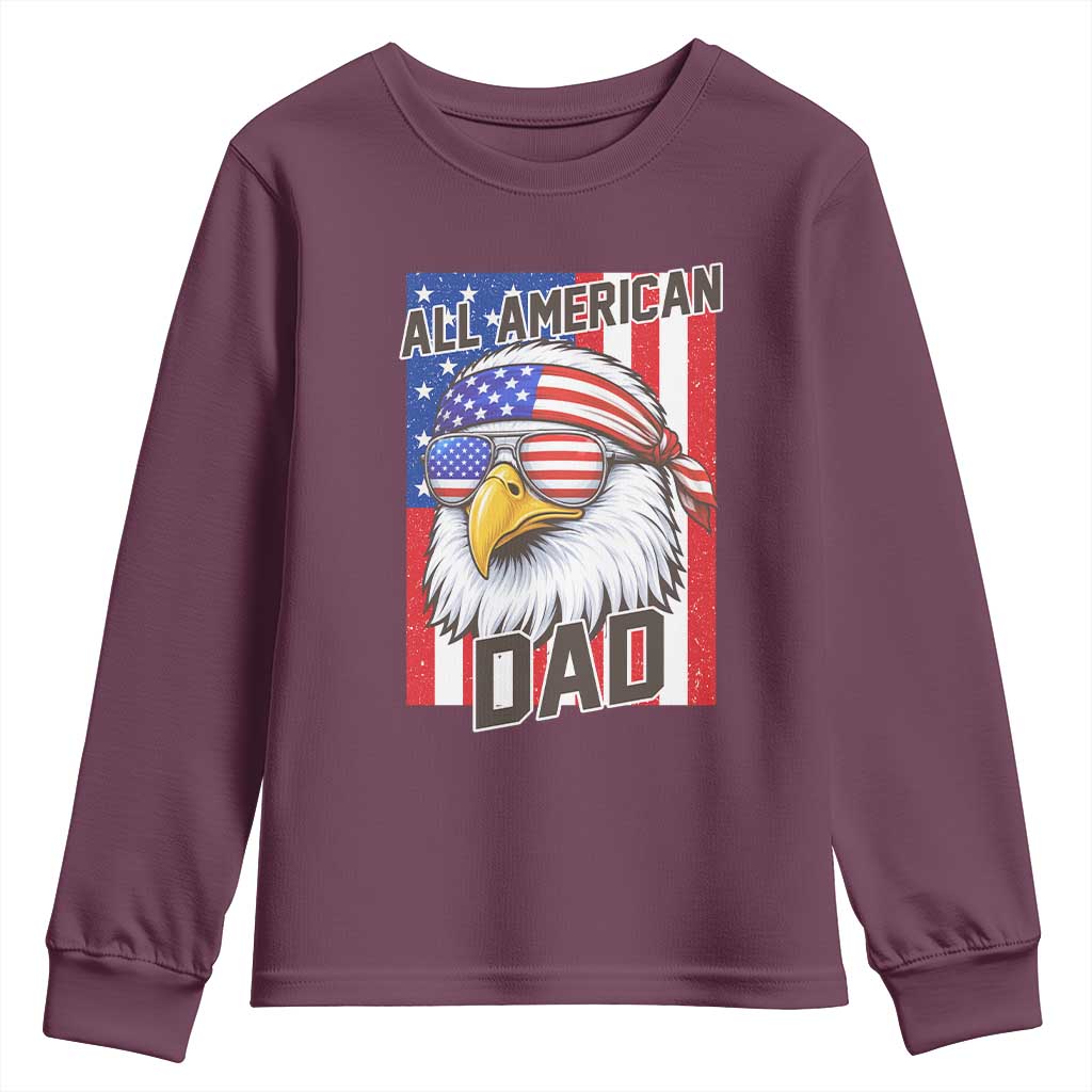 All American Dad 4th of July Youth Sweatshirt Daddy Eagle USA TS14 Maroon Print Your Wear