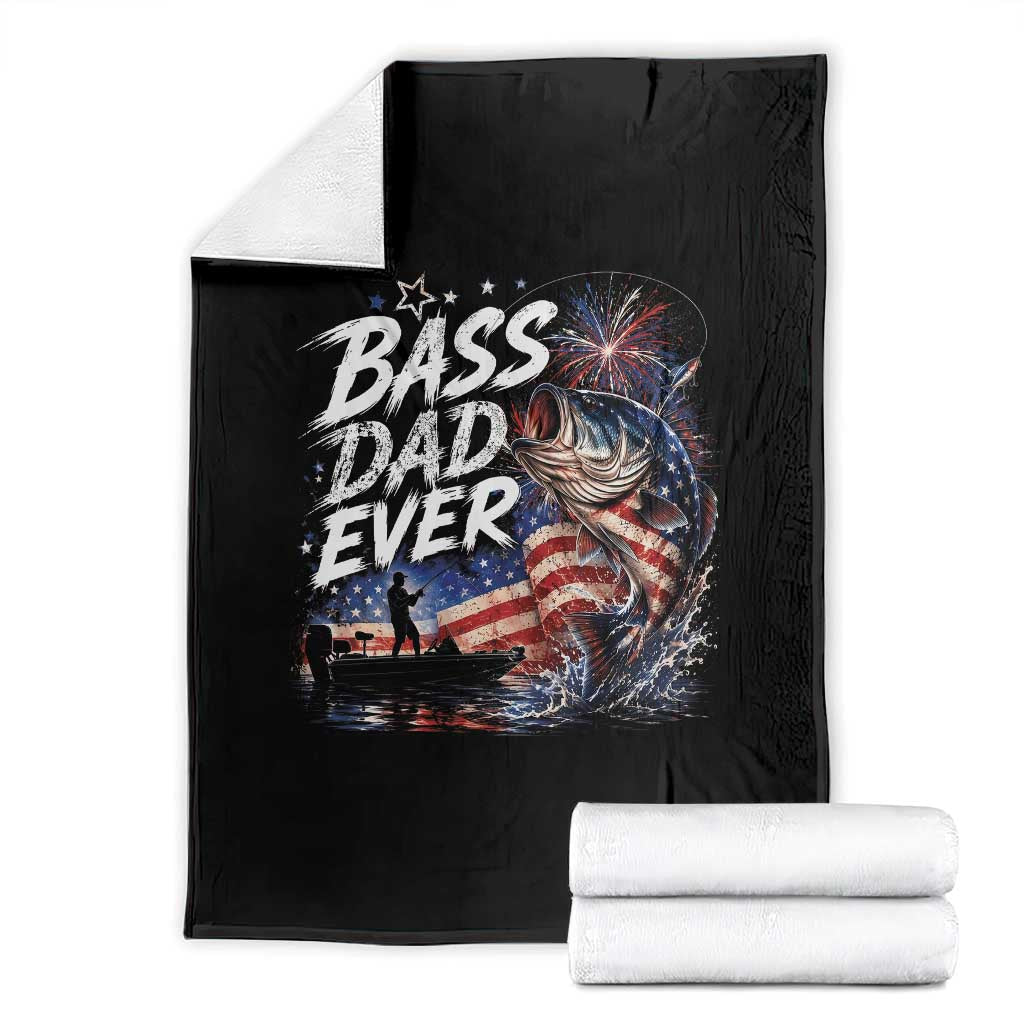 Bass Dad Ever Fishing Throw Blanket Patriotic Dad Birthday 4th Of July Gifts TS14 Black Print Your Wear