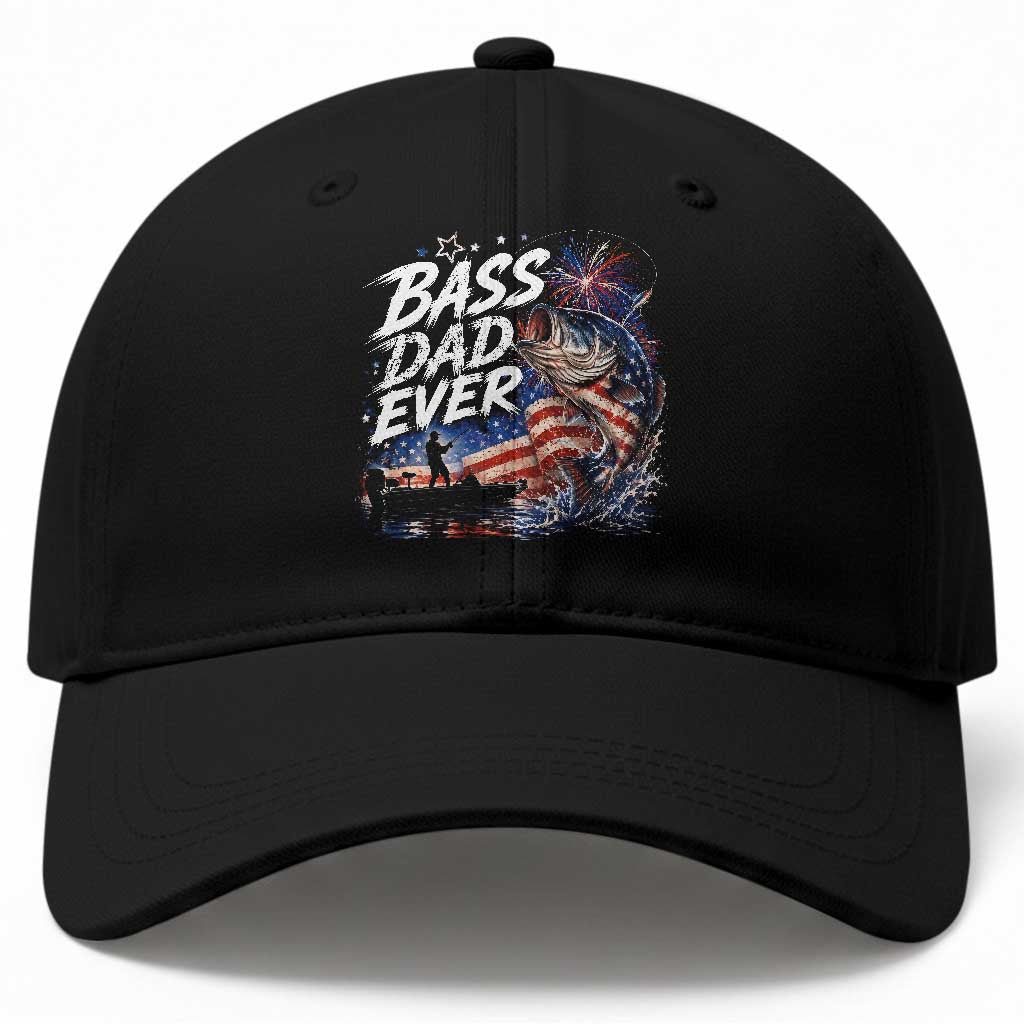 Bass Dad Ever Fishing Baseball Cap Patriotic Dad Birthday 4th Of July Gifts TS14 Print Your Wear