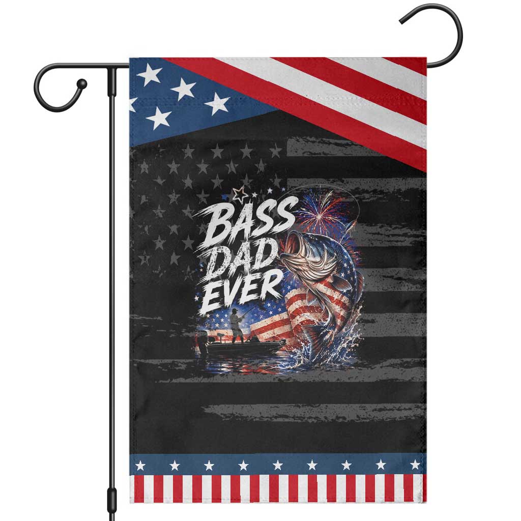 Bass Dad Ever Fishing Patriotic Garden Flag Dad Birthday 4th Of July Gifts TS14 Distressed Black Blue Print Your Wear