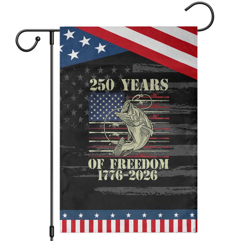 250th Anniversary USA Bass Fishing American Flag Patriotic Garden Flag TS14 Distressed Black Blue Print Your Wear