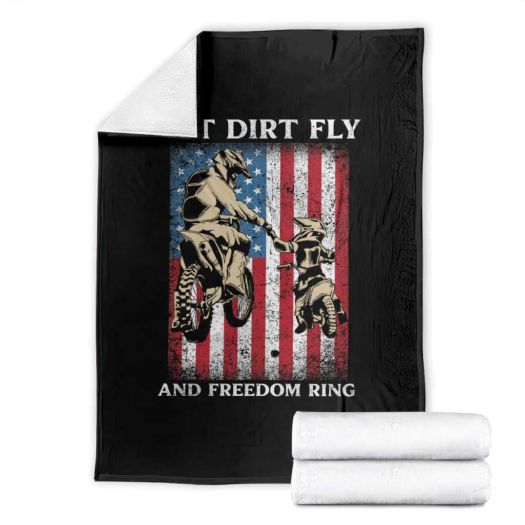 Let Dirt Fly And Freedom Ring Throw Blanket 4th of July Dirt Bike American Flag TS14 Black Print Your Wear