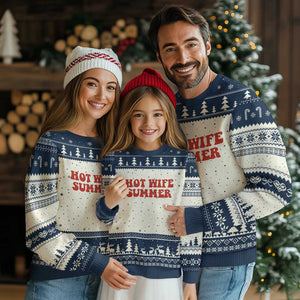 Hot Wife Summer Ugly Christmas Sweater Funny Newlywed TS14 Beige Navy Print Your Wear