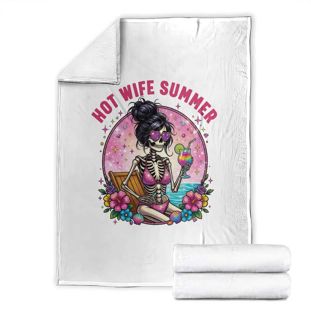 Hot Wife Summer Throw Blanket Funny Newlywed Skeleton TS14 White Print Your Wear