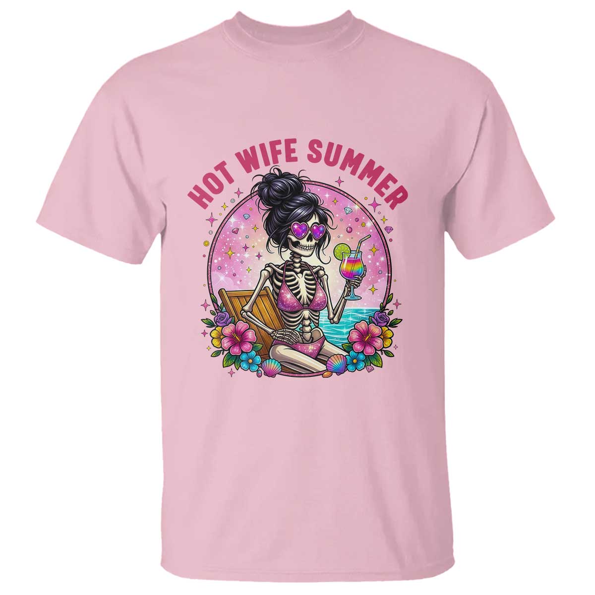 Hot Wife Summer T Shirt Funny Newlywed Skeleton TS14 Light Pink Print Your Wear
