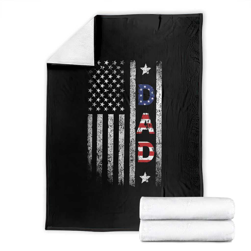 USA Patriotic Dad Throw Blanket Father's Day American Flag 4th of July TS14 Black Print Your Wear