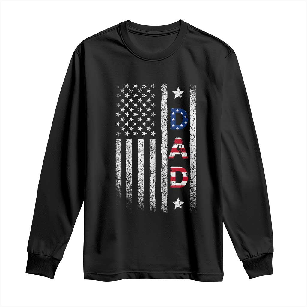 USA Patriotic Dad Long Sleeve Shirt Father's Day American Flag 4th of July TS14 Black Print Your Wear