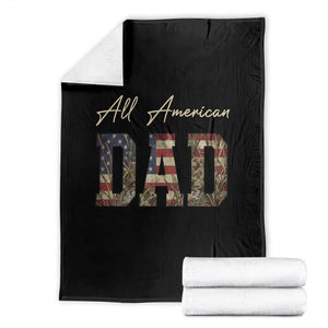 Retro All American Dad Throw Blanket 4th of July Father's Day TS14 Black Print Your Wear