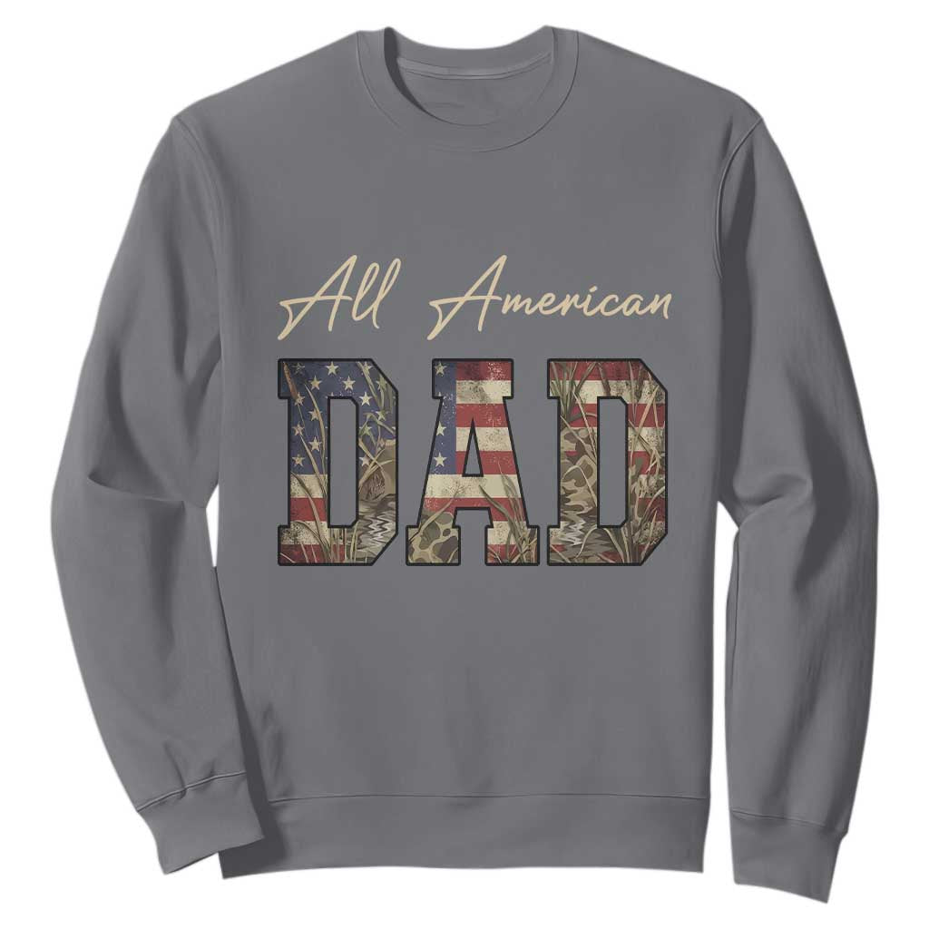 Retro All American Dad Sweatshirt 4th of July Father's Day TS14 Charcoal Print Your Wear